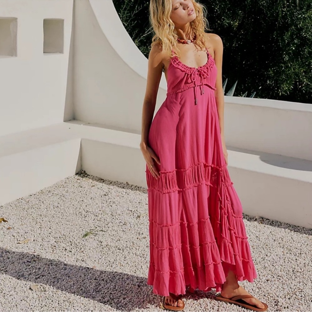 Free People Burst Of Bliss Maxi Dress in Dragonfruit